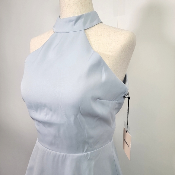 NWT Superdown Light Blue Halter Neck Open Back Mini Dress - Picture 5 of 16